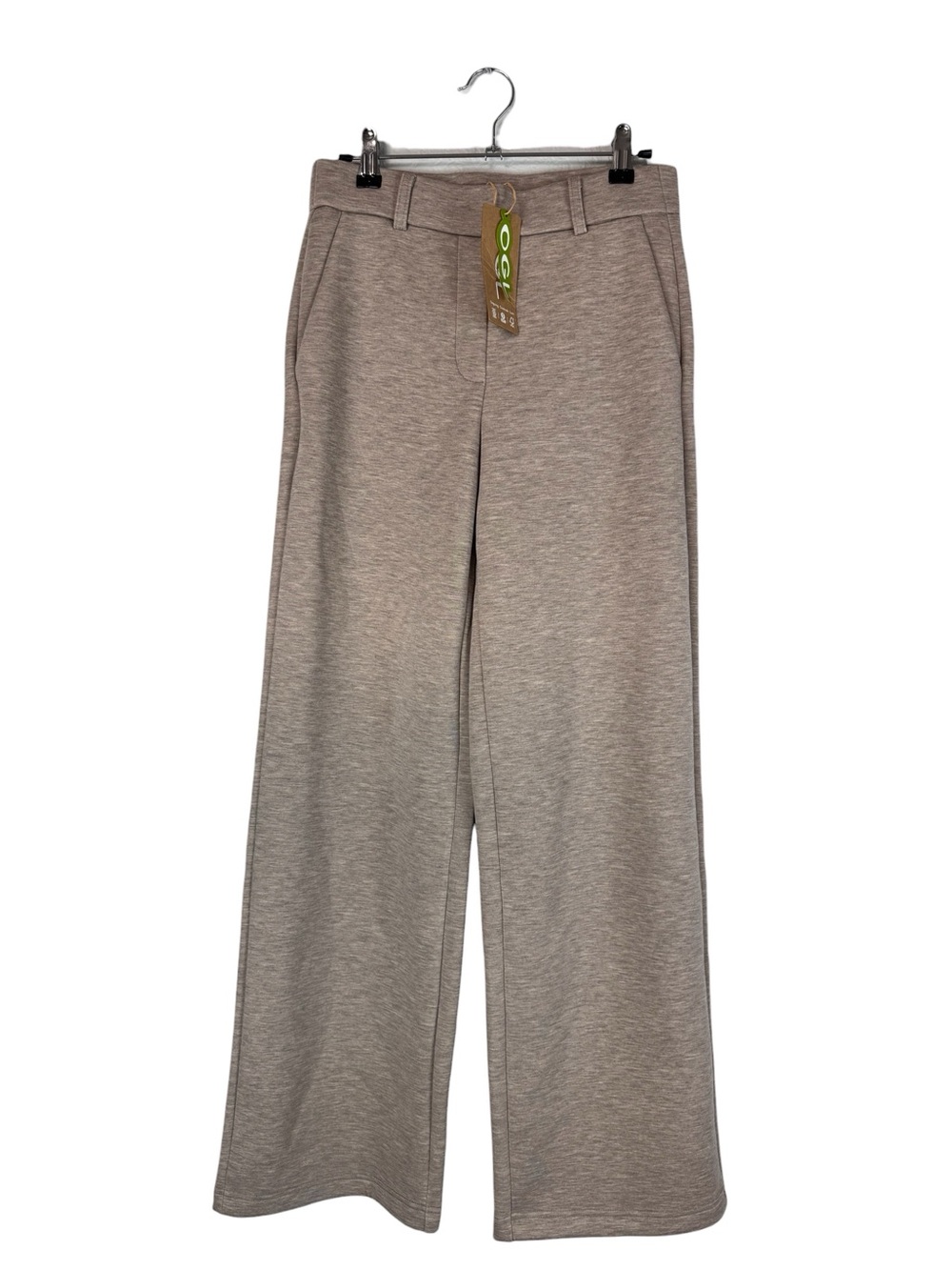 OGL Heather Taupe Stretchy Mid Rise Straight Leg Pull-on Pants with Pockets